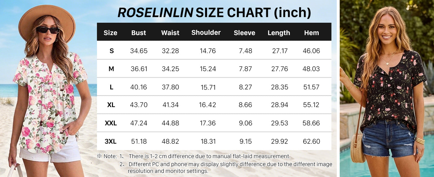 Women's Short Sleeve Shirts Floral Summer Tops Loose Fit for Leggings
