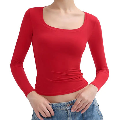 The Perfect Womens Scoop Neck Long Sleeve 🔥 Soft, Slimming & Stylish — Your New Favorite Layer💕