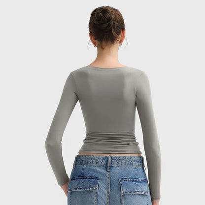The Perfect Womens Scoop Neck Long Sleeve 🔥 Soft, Slimming & Stylish — Your New Favorite Layer💕