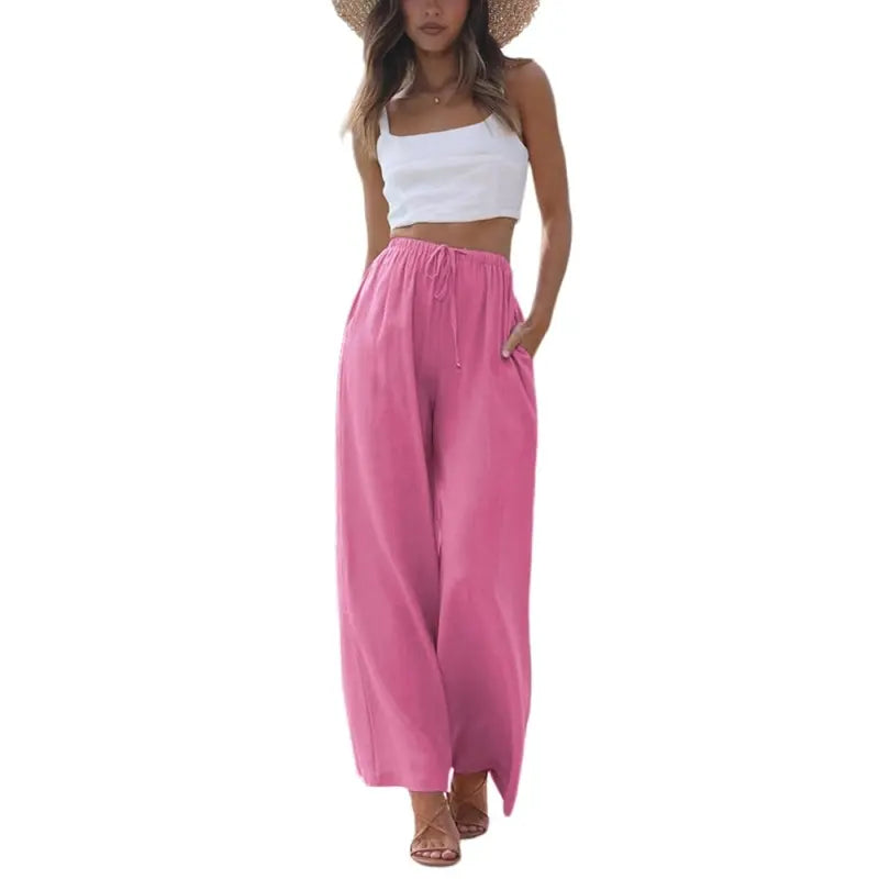 🌊Flowy Wide Leg Beach Trousers with Pockets Casual Womenswear☀️ Vacation Ready Pants For Every Summer Moment 🌴💖