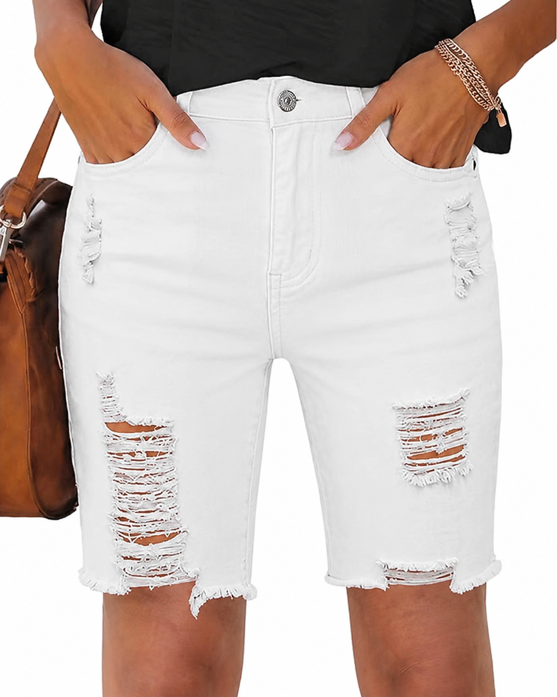 🔥 Summer Must-Have! Distressed Denim Bermuda Shorts 👖✨