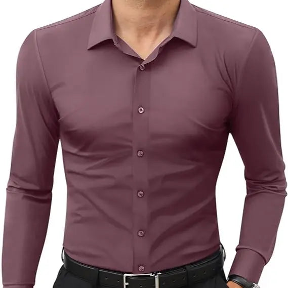 👔 Men's 16-Way Stretch Slim Fit Dress Shirt ✨ Wrinkle-Free Long Sleeve Button Down 💼 Business Casual Traveler Essential