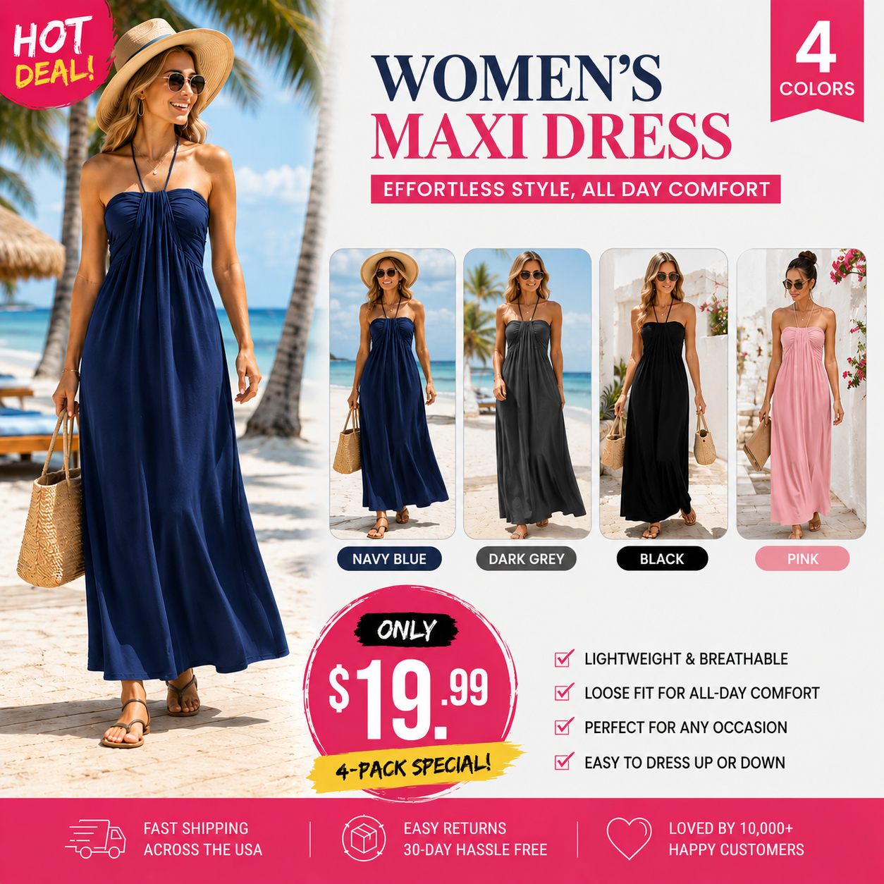 Halter Tie Back Maxi Dress with Pockets
