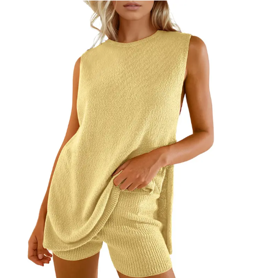 ✨ Women's 2-Piece Ribbed Knit Cozy Loungewear Set• Perfect for Home & Vacation 💕💕