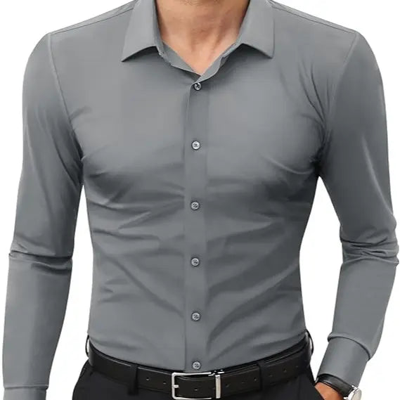 👔 Men's 16-Way Stretch Slim Fit Dress Shirt ✨ Wrinkle-Free Long Sleeve Button Down 💼 Business Casual Traveler Essential