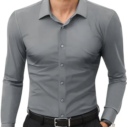 👔 Men's 16-Way Stretch Slim Fit Dress Shirt ✨ Wrinkle-Free Long Sleeve Button Down 💼 Business Casual Traveler Essential