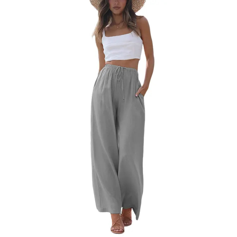🌊Flowy Wide Leg Beach Trousers with Pockets Casual Womenswear☀️ Vacation Ready Pants For Every Summer Moment 🌴💖