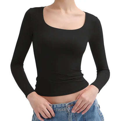 The Perfect Womens Scoop Neck Long Sleeve 🔥 Soft, Slimming & Stylish — Your New Favorite Layer💕