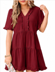 ✨ Soft, Flowy & Flattering — Your New Favorite Women's V-Neck  Dress! 💖