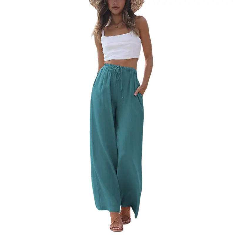 🌊Flowy Wide Leg Beach Trousers with Pockets Casual Womenswear☀️ Vacation Ready Pants For Every Summer Moment 🌴💖