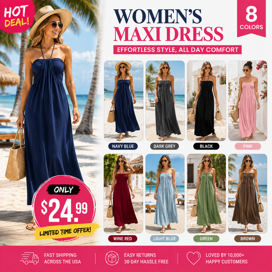 Halter Tie Back Maxi Dress with Pockets