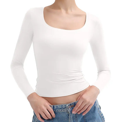 The Perfect Womens Scoop Neck Long Sleeve 🔥 Soft, Slimming & Stylish — Your New Favorite Layer💕