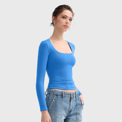 The Perfect Womens Scoop Neck Long Sleeve 🔥 Soft, Slimming & Stylish — Your New Favorite Layer💕