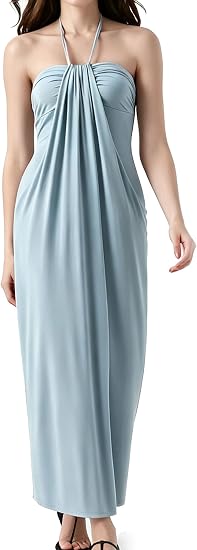 Halter Tie Back Maxi Dress with Pockets