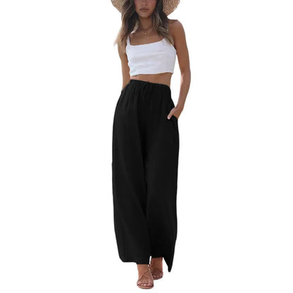 🌊Flowy Wide Leg Beach Trousers with Pockets Casual Womenswear☀️ Vacation Ready Pants For Every Summer Moment 🌴💖