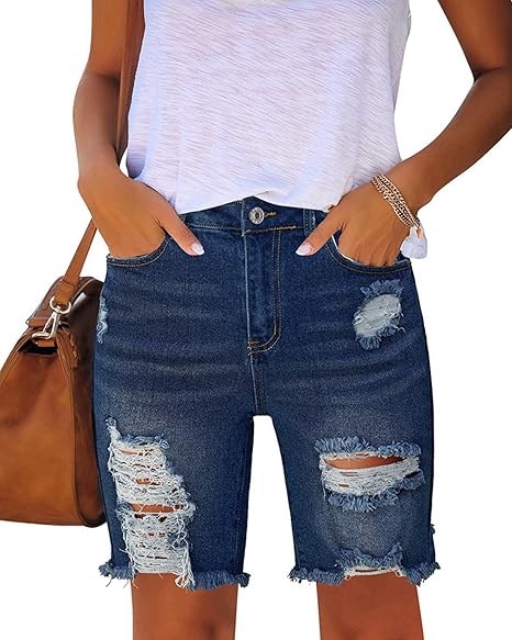 🔥 Summer Must-Have! Distressed Denim Bermuda Shorts 👖✨