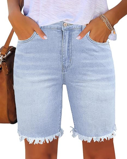 🔥 Summer Must-Have! Distressed Denim Bermuda Shorts 👖✨