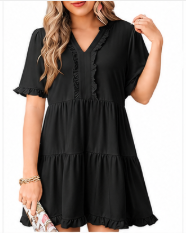 ✨ Soft, Flowy & Flattering — Your New Favorite Women's V-Neck  Dress! 💖
