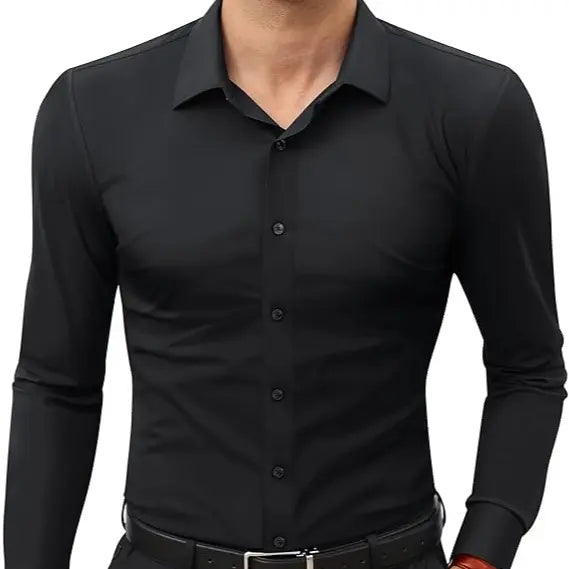 👔 Men's 16-Way Stretch Slim Fit Dress Shirt ✨ Wrinkle-Free Long Sleeve Button Down 💼 Business Casual Traveler Essential