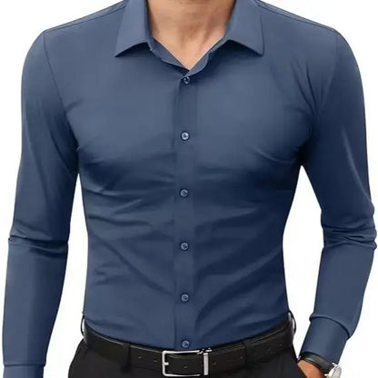 👔 Men's 16-Way Stretch Slim Fit Dress Shirt ✨ Wrinkle-Free Long Sleeve Button Down 💼 Business Casual Traveler Essential