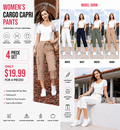 Women's Plus Size Cargo Capri Pants🔥 – Lightweight Loose Fit Summer Pants💕💕