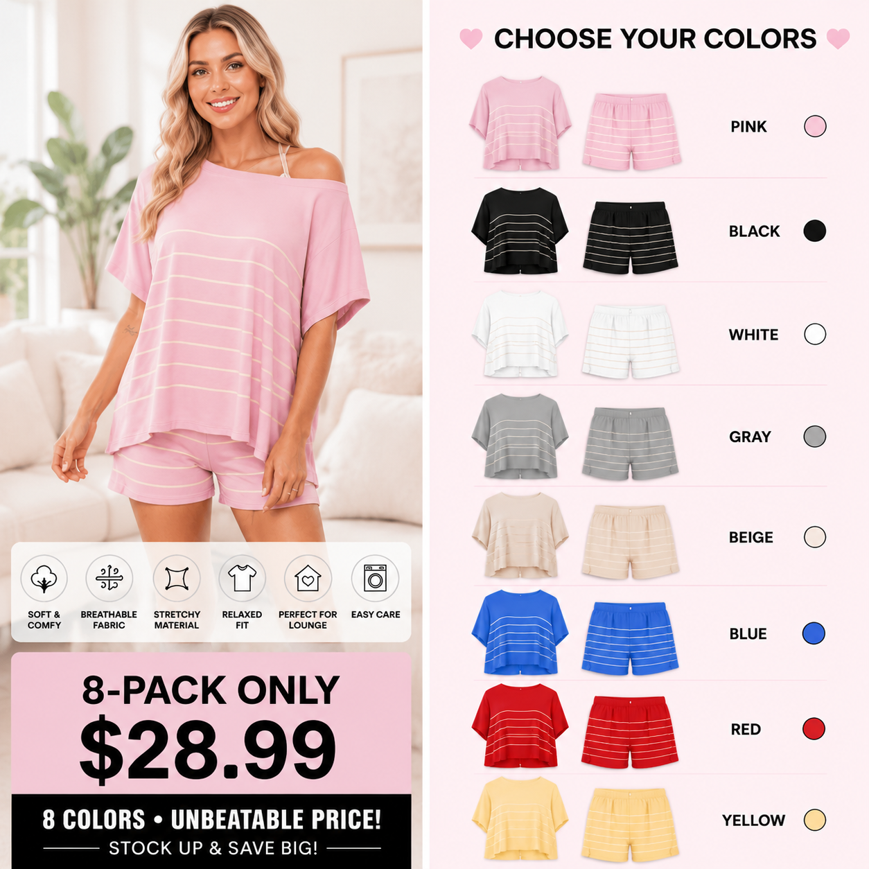 💕 Women's Casual Matching Set – Lightweight, Breathable & Ultra Comfy