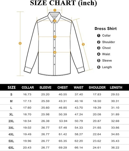 👔 Men's 16-Way Stretch Slim Fit Dress Shirt ✨ Wrinkle-Free Long Sleeve Button Down 💼 Business Casual Traveler Essential