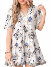 ✨ Soft, Flowy & Flattering — Your New Favorite Women's V-Neck  Dress! 💖