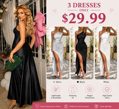 Women's Sexy One Shoulder Satin High Split Cocktail & Fit Wedding Party Maxi Formal Dress❤️❤️