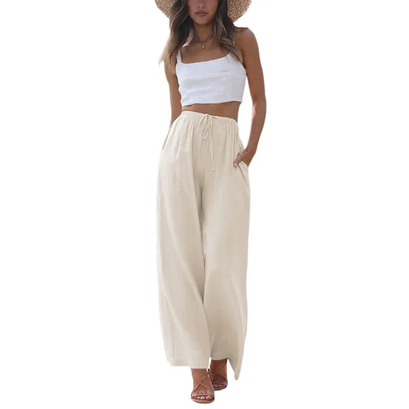 🌊Flowy Wide Leg Beach Trousers with Pockets Casual Womenswear☀️ Vacation Ready Pants For Every Summer Moment 🌴💖