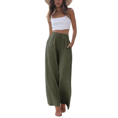 🌊Flowy Wide Leg Beach Trousers with Pockets Casual Womenswear☀️ Vacation Ready Pants For Every Summer Moment 🌴💖