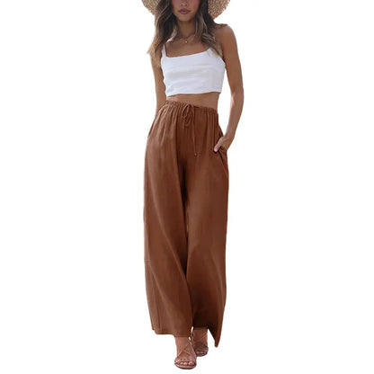 🌊Flowy Wide Leg Beach Trousers with Pockets Casual Womenswear☀️ Vacation Ready Pants For Every Summer Moment 🌴💖