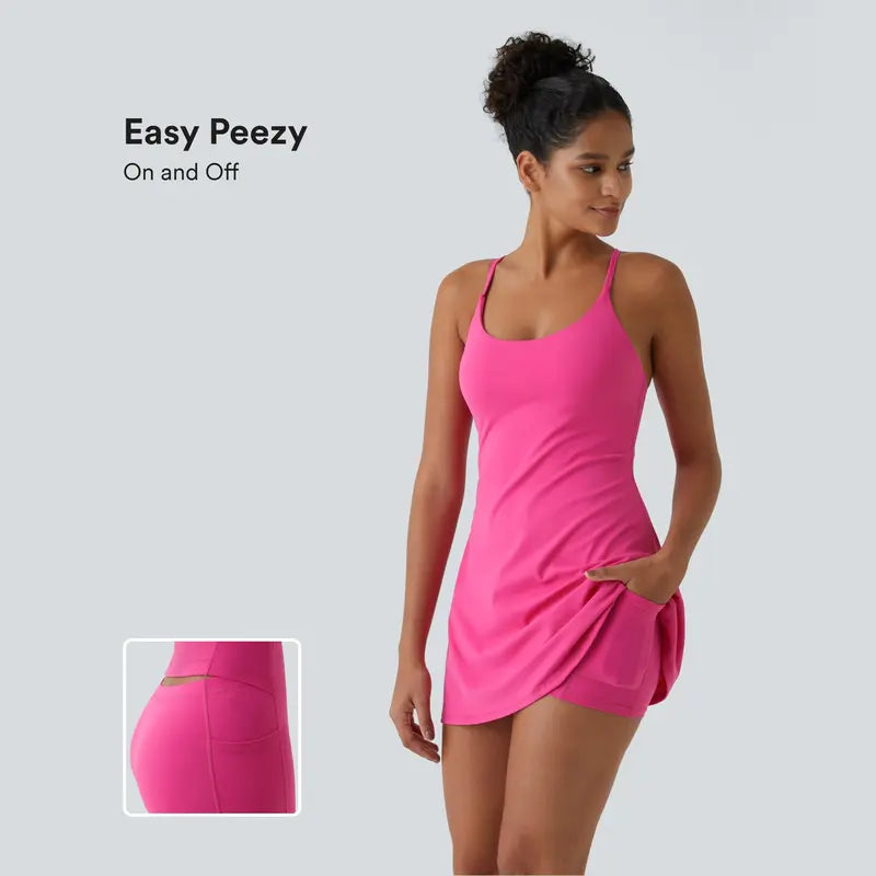 ⏳Final Promo💞Plush Backless Active Dress | One Second Easy Pee Design